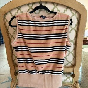 Burberry Black and White Striped Tank Top Sleeveless Boxy